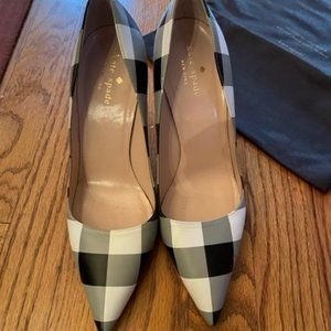 Kate Spade Black & White Gingham Check Heels